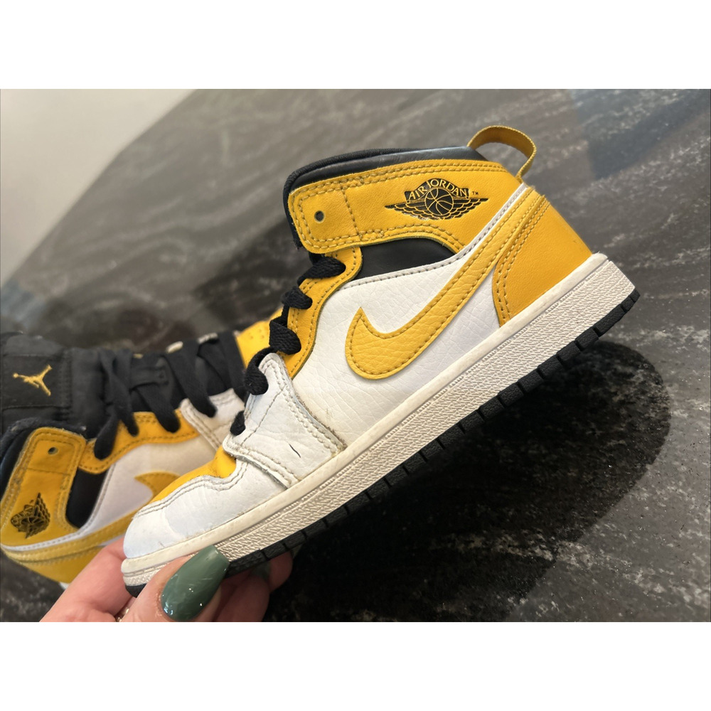 Nike AIR JORDAN 1 TODDLER Basketball Sneakers Size 13C Shoes Yellow Black White - Picture 14 of 16
